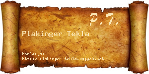 Plakinger Tekla névjegykártya